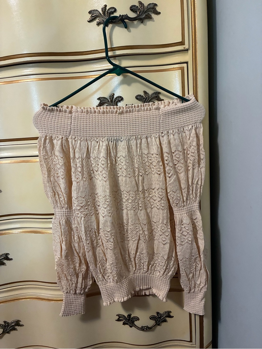 Zara Cream Off-Shoulder Lace-Texture Women's Top
